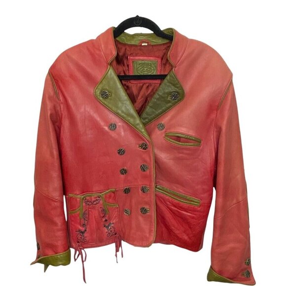 Vintage 90"s LS Sound Original Leather Jacket Rose Pink 41” Chest M/L Size 38 - Picture 2 of 12